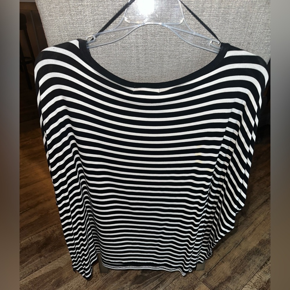 Michael Kors Sailor Striped Top Womens Black & White Medium - Picture 2 of 6